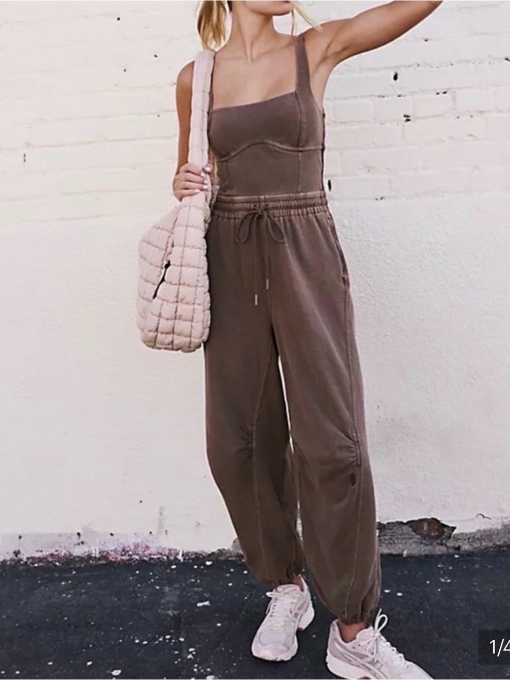 FP Movement by Free People Inbound Onesie Taupe Brown Jumpsuit